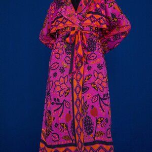 Pink Macaw Forest  Lenzing™ Ecovero™ Viscose Trench Coat
